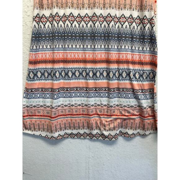Vanity Maxi Skirt L Boho Tribal Aztec Print Peach Blue White Stretch Waist 45” - Picture 3 of 7